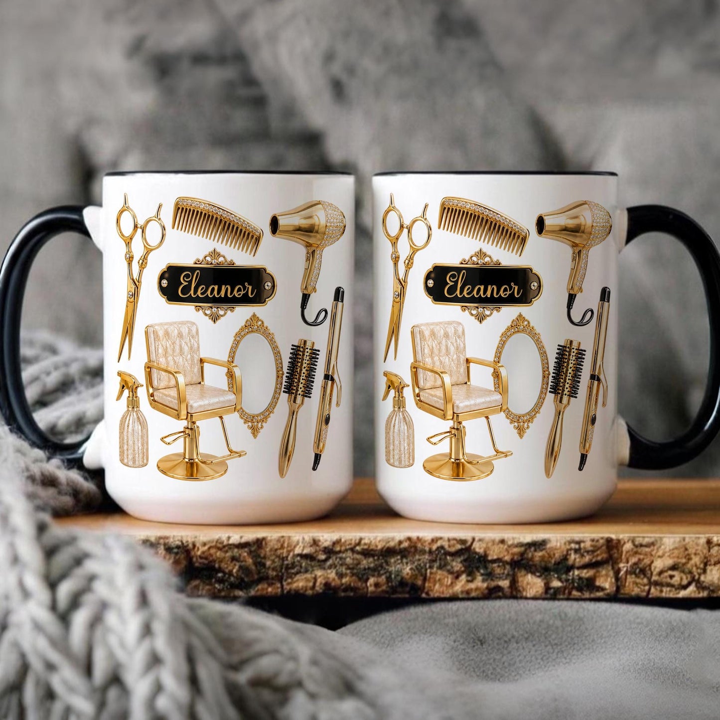 Personalized Hairstylist Mug Custom Name, Hairdresser Appreciation Gift, Gold Hair Stylist Coffee Cup Salon Owner Cosmetology Graduation