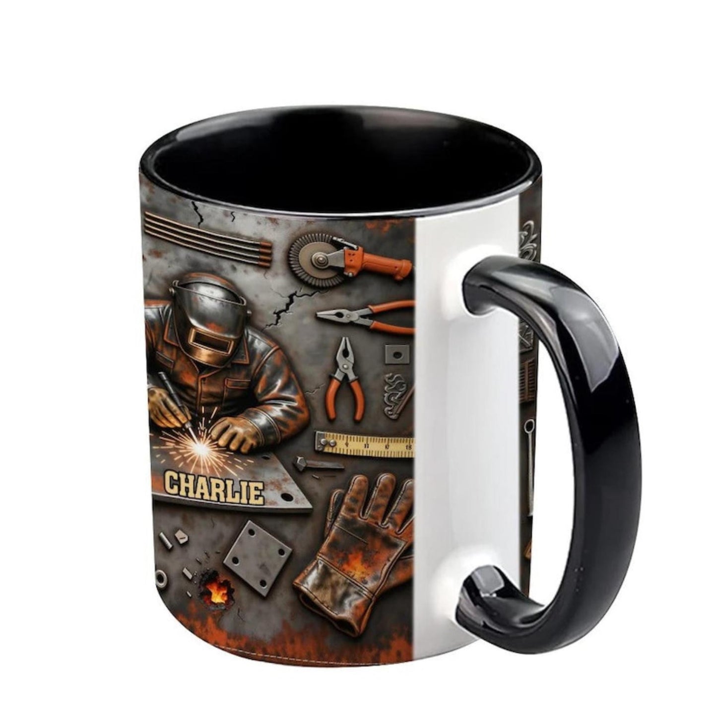 Personalized Welder 3D Effect Accent Mug, Custom Name Welding Coffee Cup,Super Cool Welder Design, Gift For Husband Him Dad,Fathers Day Gift