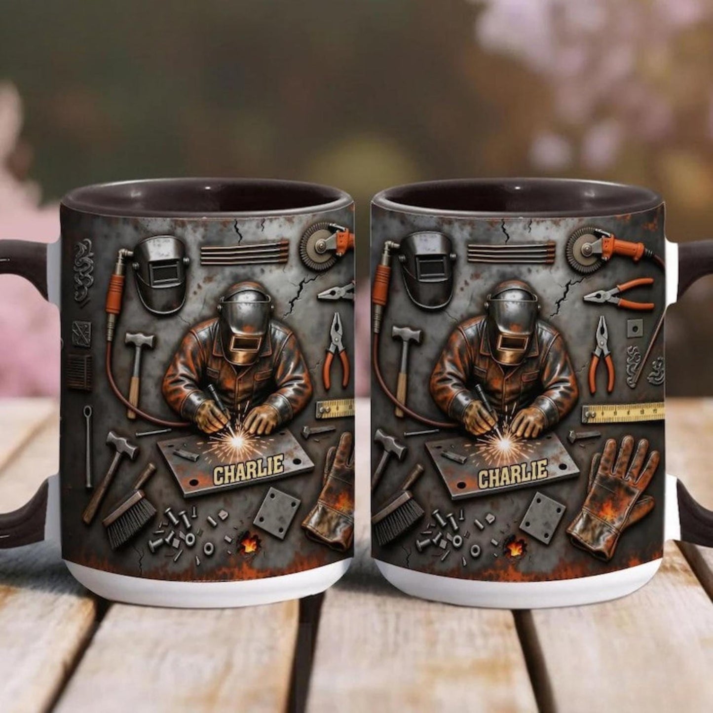 Personalized Welder 3D Effect Accent Mug, Custom Name Welding Coffee Cup,Super Cool Welder Design, Gift For Husband Him Dad,Fathers Day Gift