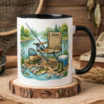 Custom Name Fishing Mug, Fishing Lures Coffee Accent Mug, Father's Day Gift for Grandpa Dad, Gift For Fisherman, Fishing Lover Cups
