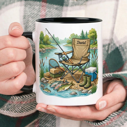 Custom Name Fishing Mug, Fishing Lures Coffee Accent Mug, Father's Day Gift for Grandpa Dad, Gift For Fisherman, Fishing Lover Cups