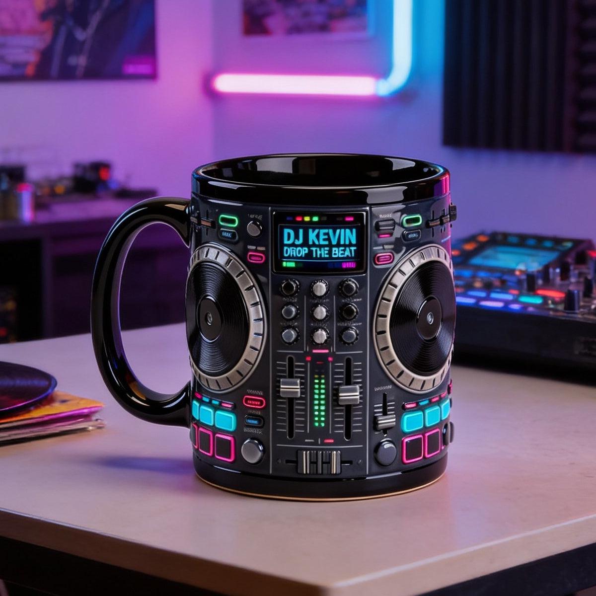 Custom DJ Tables 3D Effect Coffee Mug, DJ Lover Coffee Cup, Unique Birthday Gift For Disc Jockey Son Husband Him, Music Lover Mug Ideas