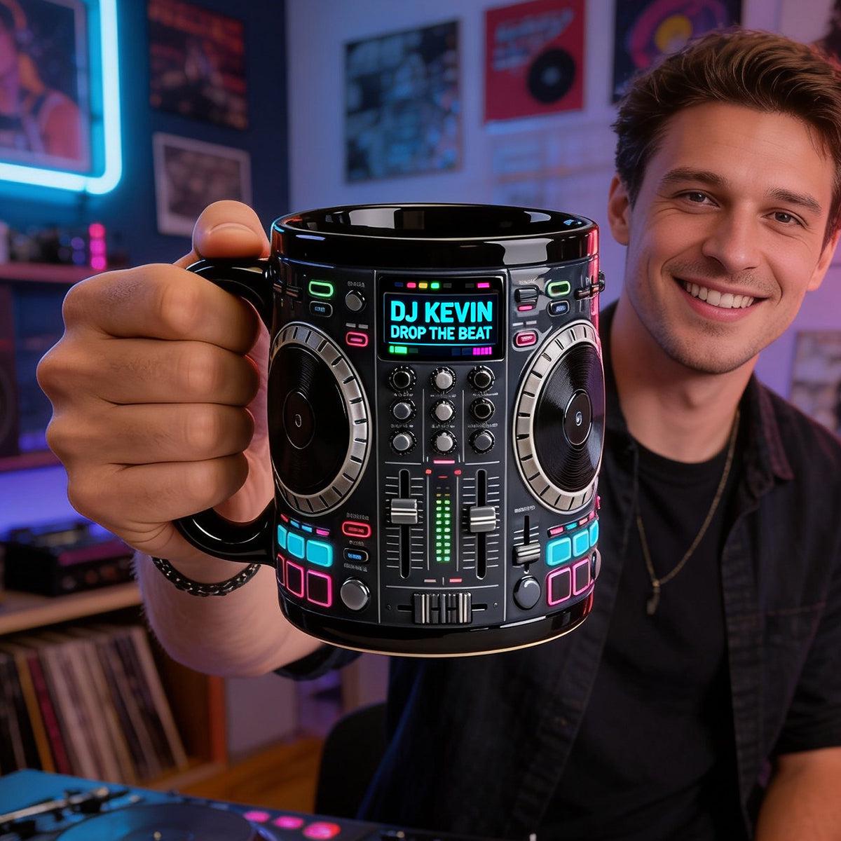 Custom DJ Tables 3D Effect Coffee Mug, DJ Lover Coffee Cup, Unique Birthday Gift For Disc Jockey Son Husband Him, Music Lover Mug Ideas