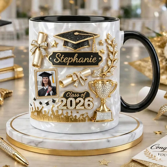 Custom Photo Graduation 3D Effect Coffee Cup with Name, Grad Mug Gift for Daughter From Mom Dad, Class of 2026, College Grad Gift for Her