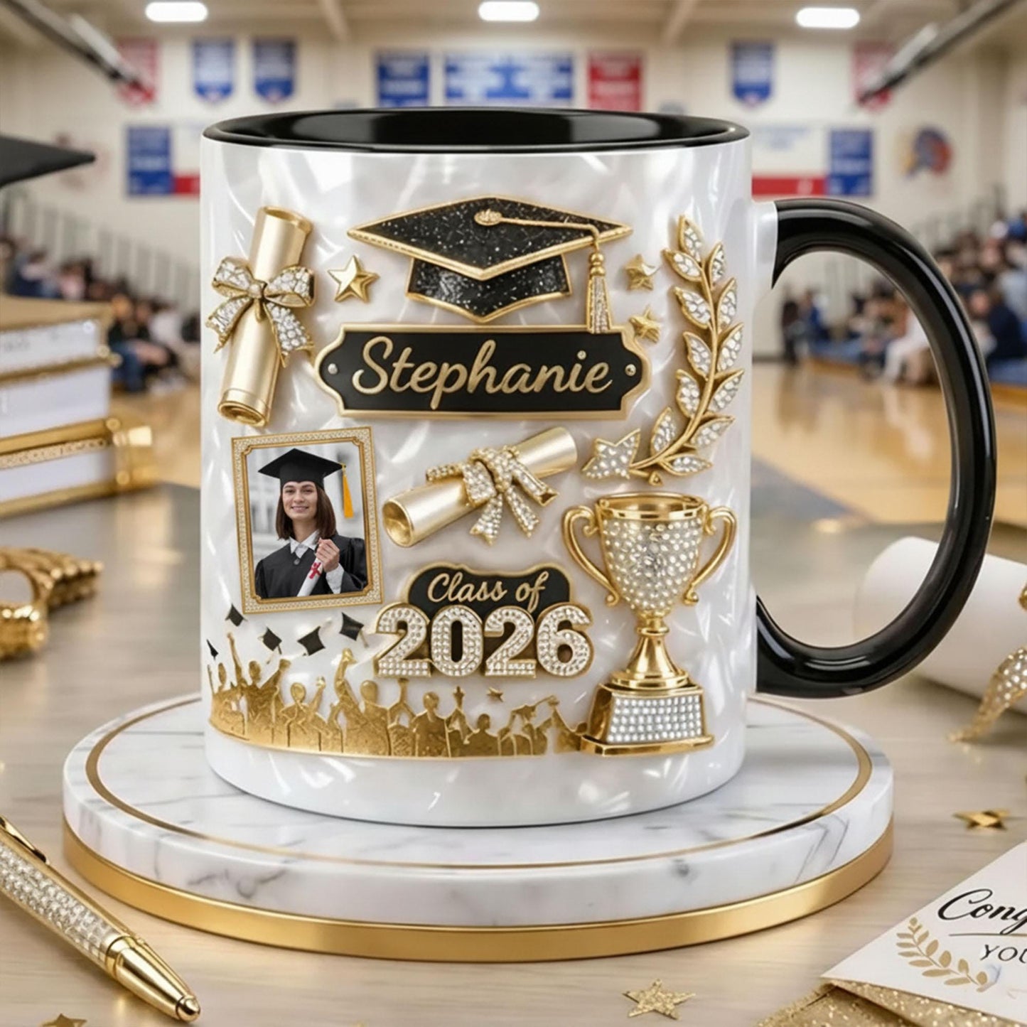 Custom Photo Graduation 3D Effect Coffee Cup with Name, Grad Mug Gift for Daughter From Mom Dad, Class of 2026, College Grad Gift for Her