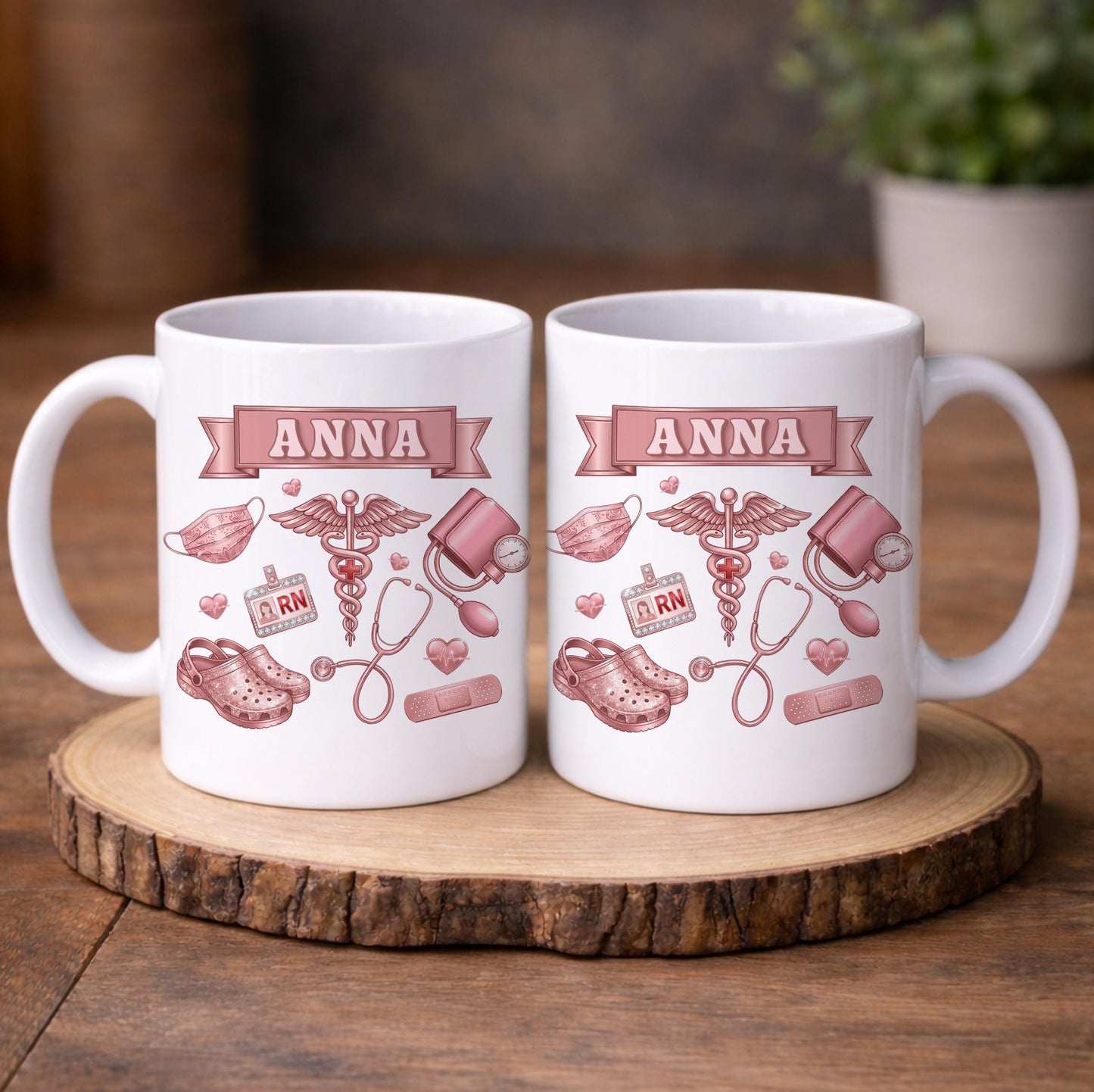 Personalized RN Life Mug, 3D Effect Medical Design, Nurse Appreciation Gift