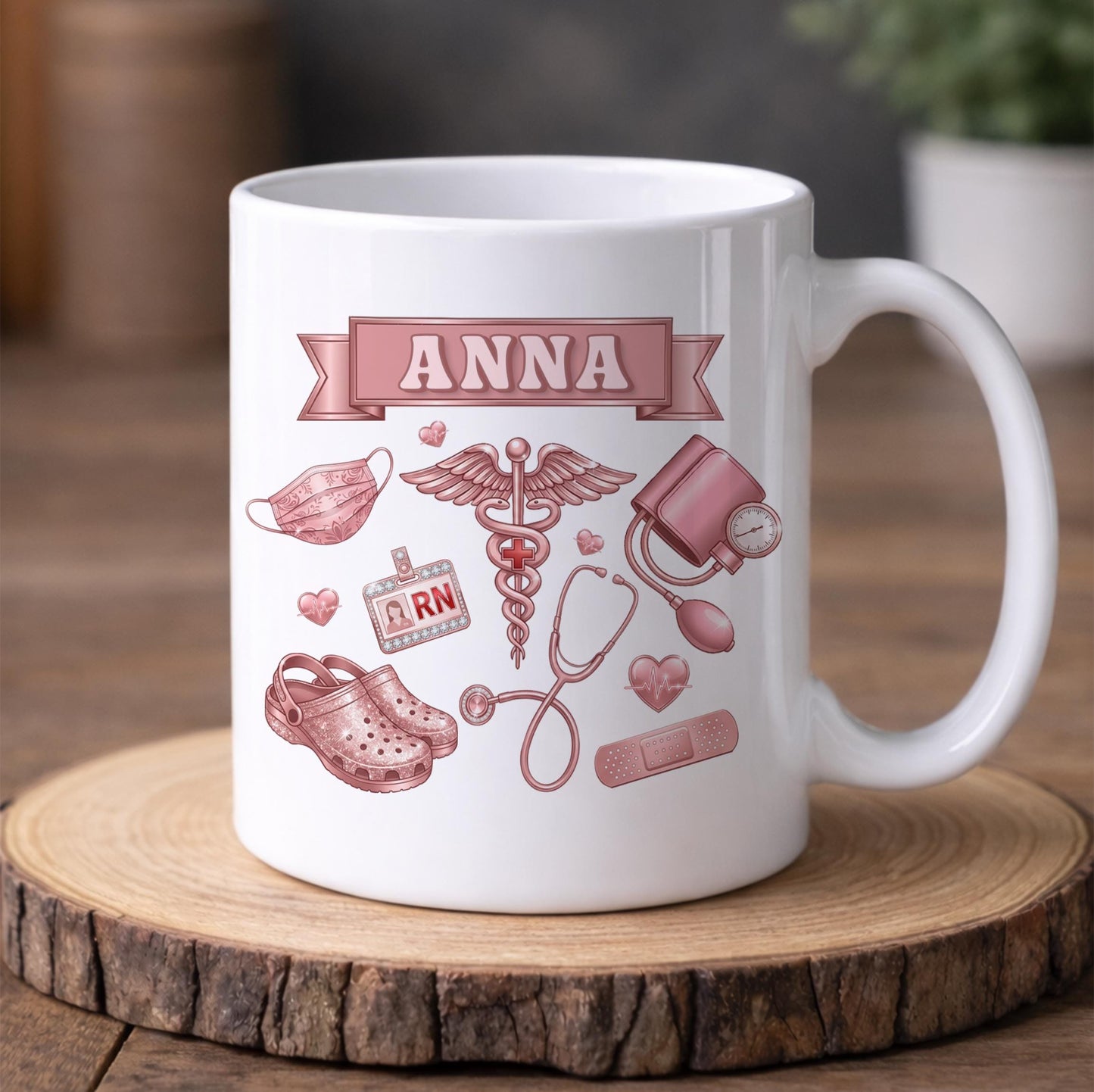 Personalized RN Life Mug, 3D Effect Medical Design, Nurse Appreciation Gift