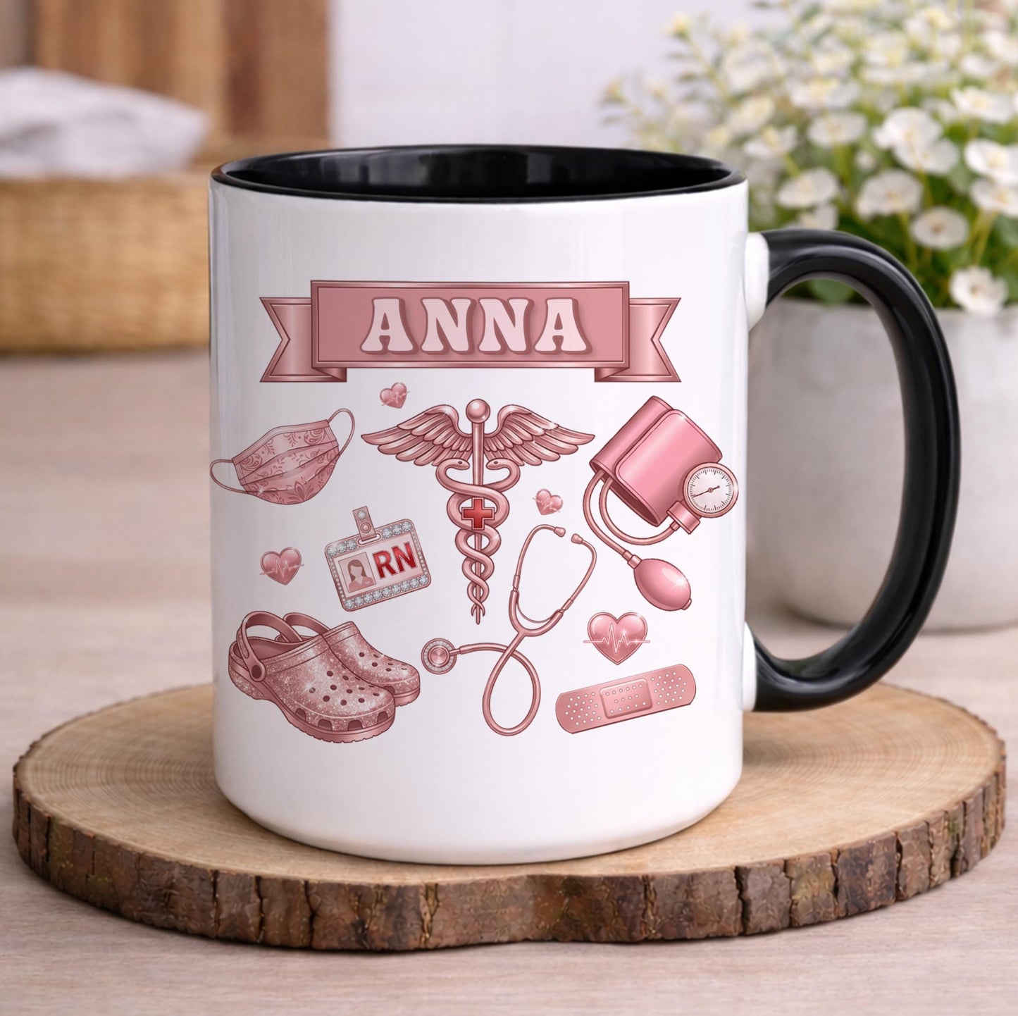 Personalized RN Life Mug, 3D Effect Medical Design, Nurse Appreciation Gift