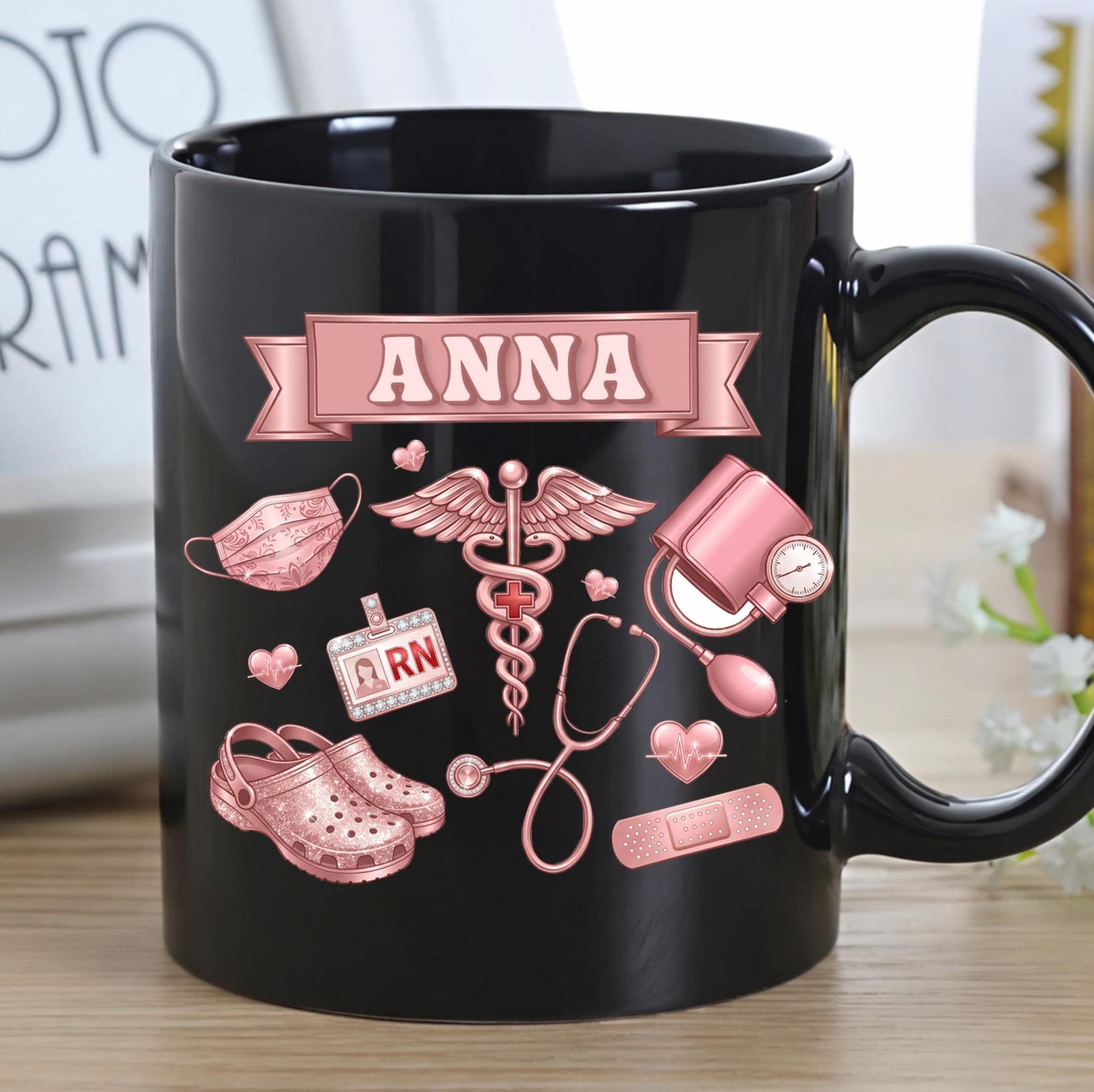 Personalized RN Life Mug, 3D Effect Medical Design, Nurse Appreciation Gift
