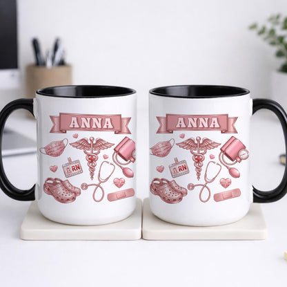 Personalized RN Life Mug, 3D Effect Medical Design, Nurse Appreciation Gift