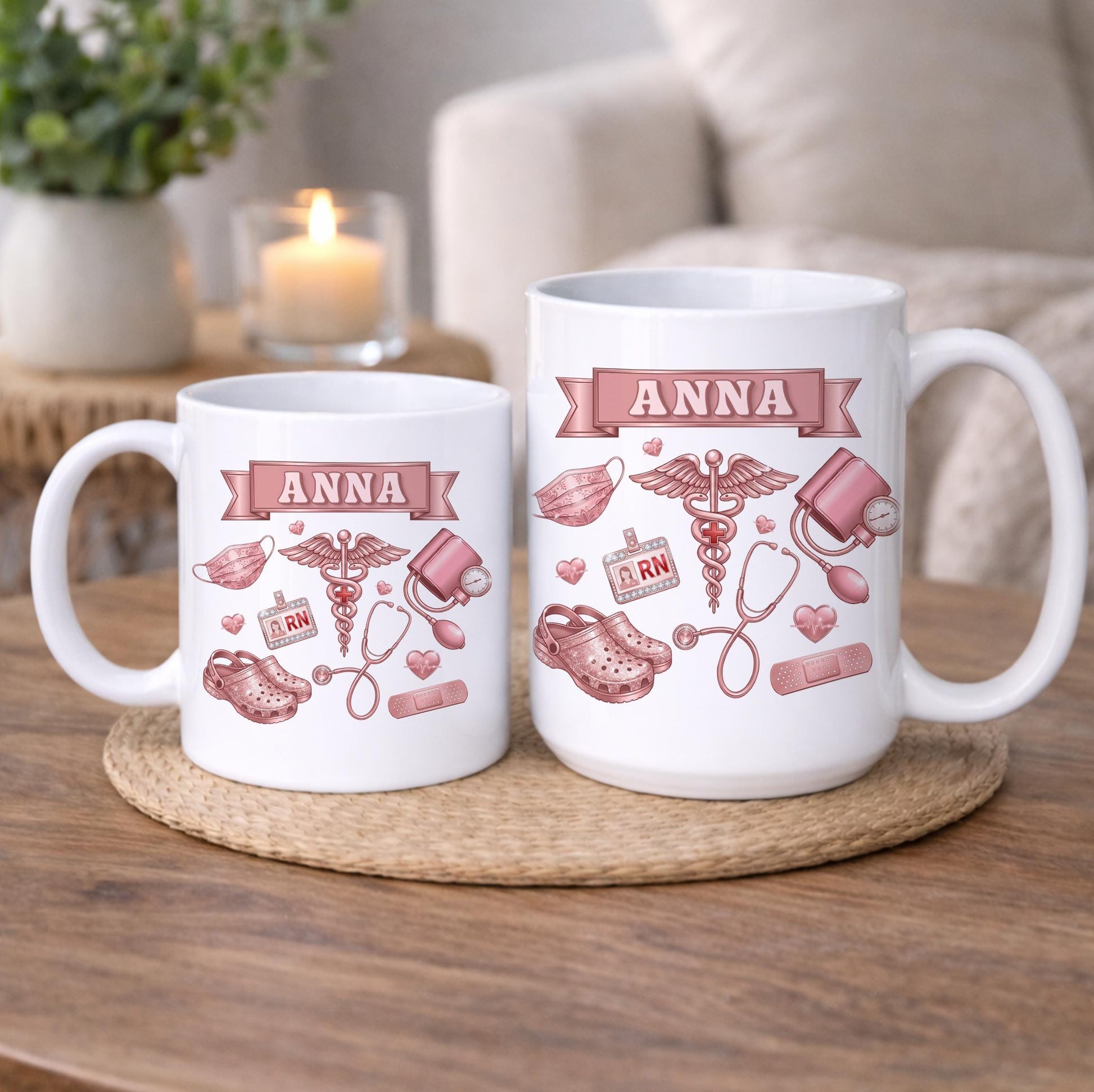 Personalized RN Life Mug, 3D Effect Medical Design, Nurse Appreciation Gift