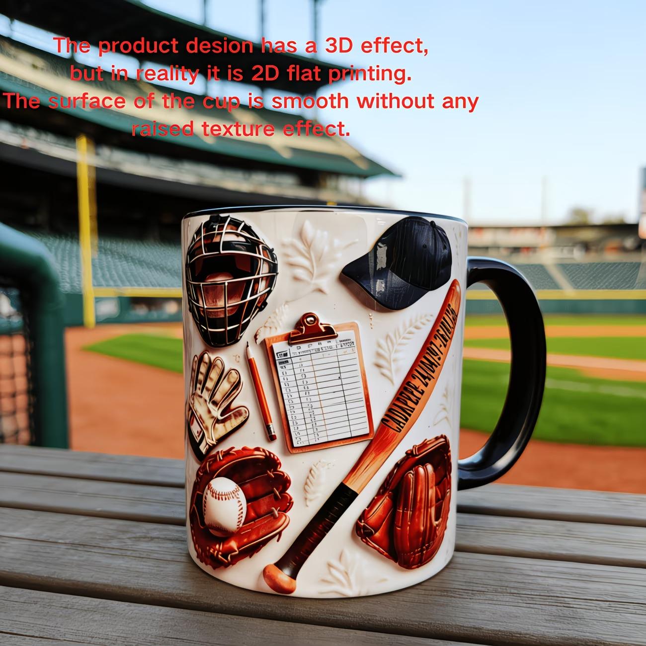 Personalized Baseball Lovers 3D Effect Mug, Gift For Sports Fan, Game Day Gift, Baseball Equipment Coffee Cup, Fathers Day, Valentine's Day