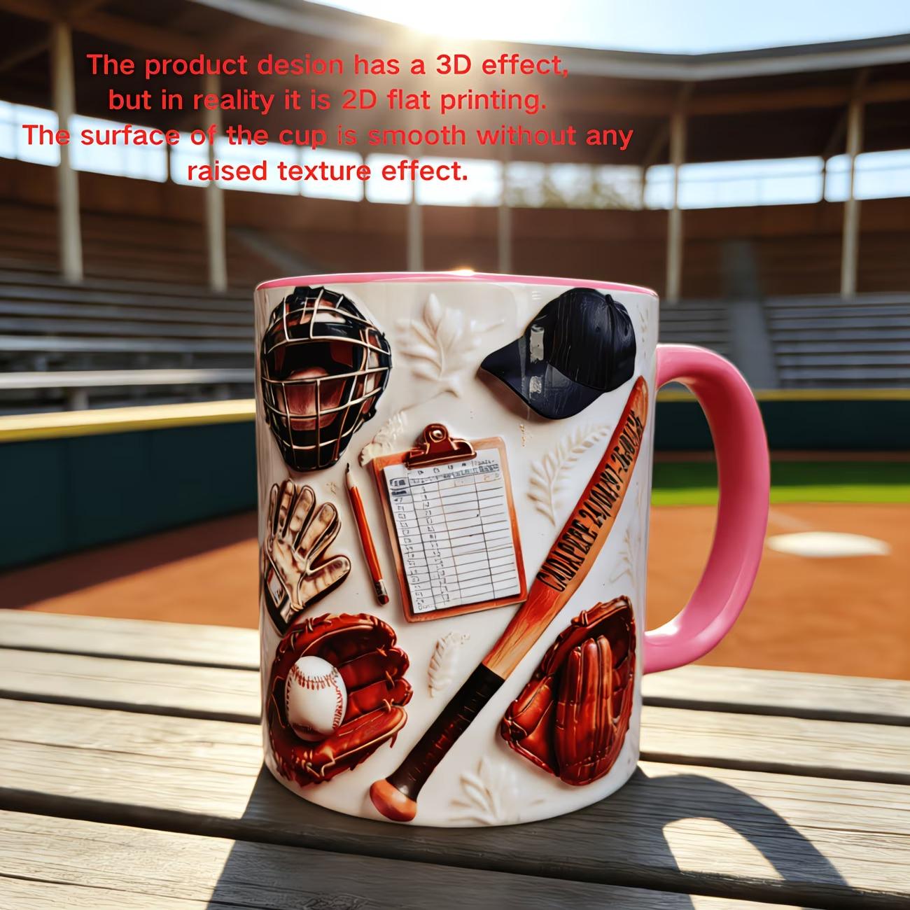 Personalized Baseball Lovers 3D Effect Mug, Gift For Sports Fan, Game Day Gift, Baseball Equipment Coffee Cup, Fathers Day, Valentine's Day
