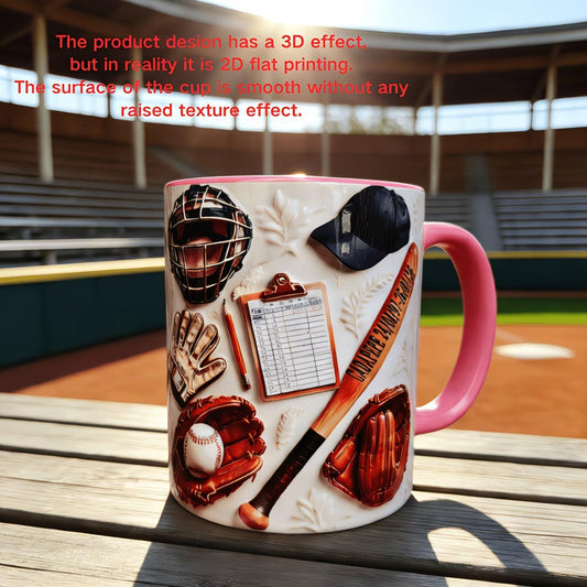 Personalized Baseball Lovers 3D Effect Mug, Gift For Sports Fan, Game Day Gift, Baseball Equipment Coffee Cup, Fathers Day, Valentine's Day