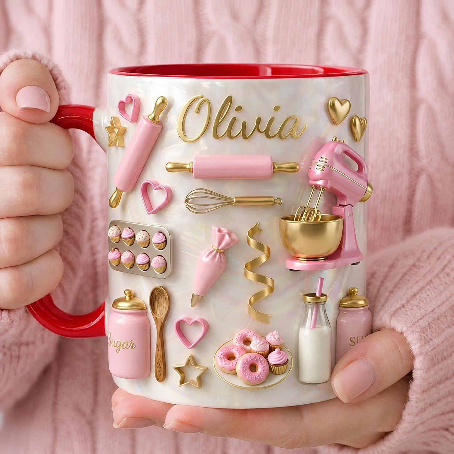 Personalized Baking Mug, Custom Baker Gift, Bakery Theme Coffee Cup, Mom Kitchen Decor