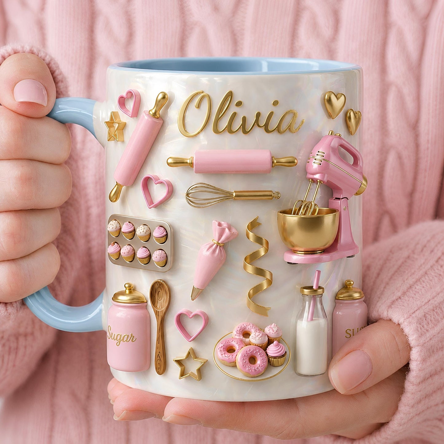 Personalized Baking Mug, Custom Baker Gift, Bakery Theme Coffee Cup, Mom Kitchen Decor