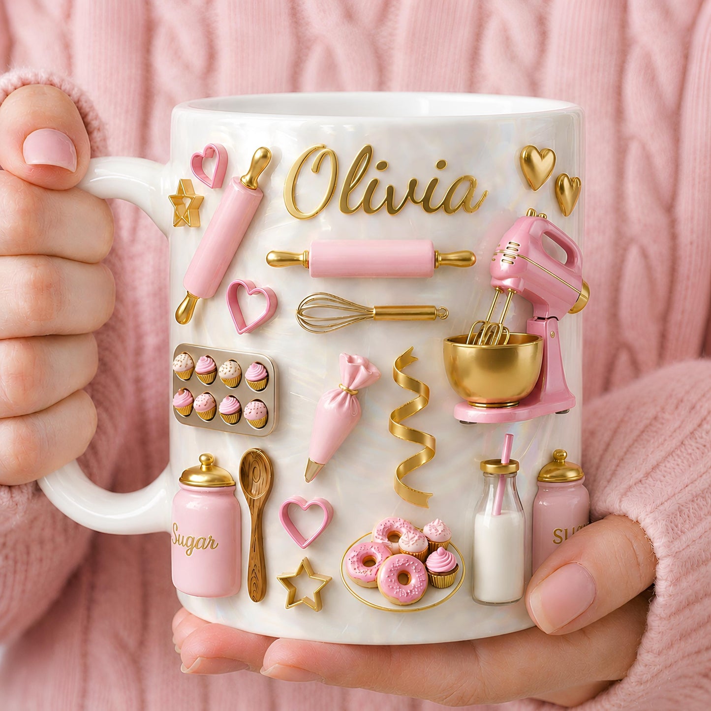 Personalized Baking Mug, Custom Baker Gift, Bakery Theme Coffee Cup, Mom Kitchen Decor