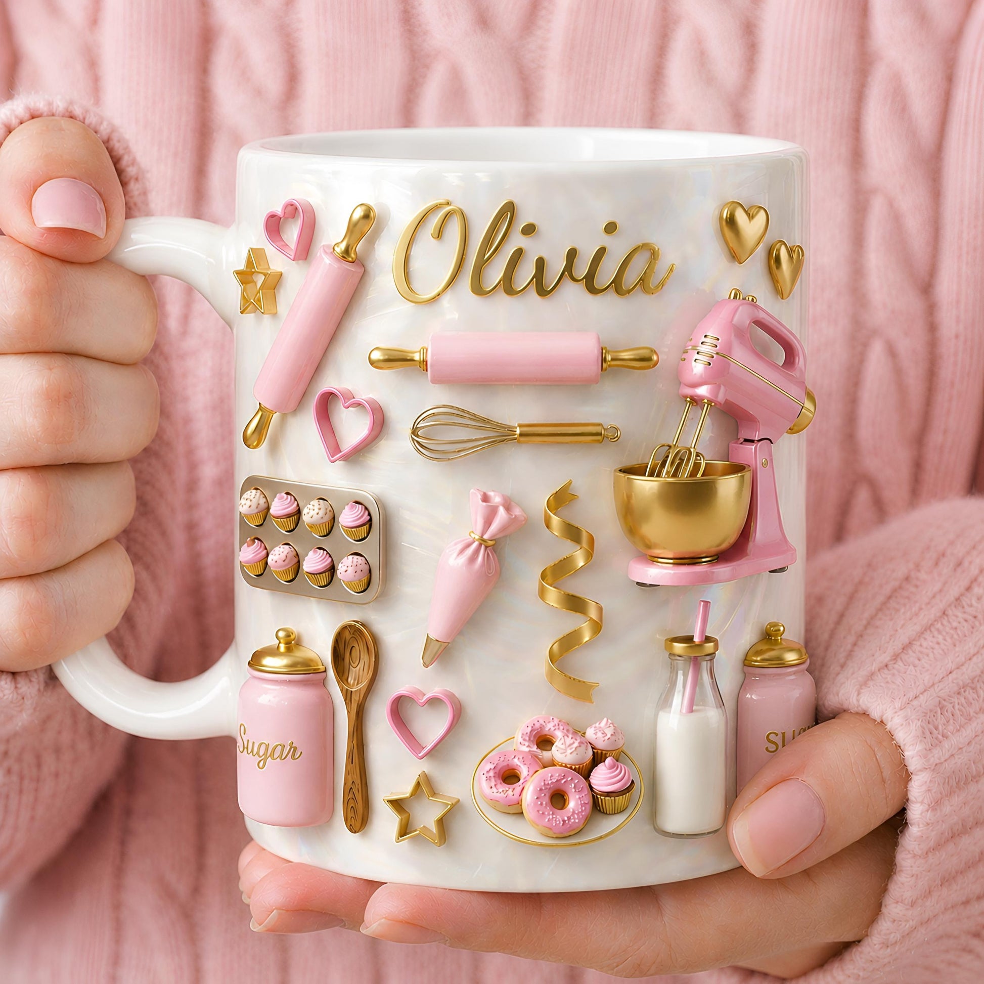 Personalized Baking Mug, Custom Baker Gift, Bakery Theme Coffee Cup, Mom Kitchen Decor