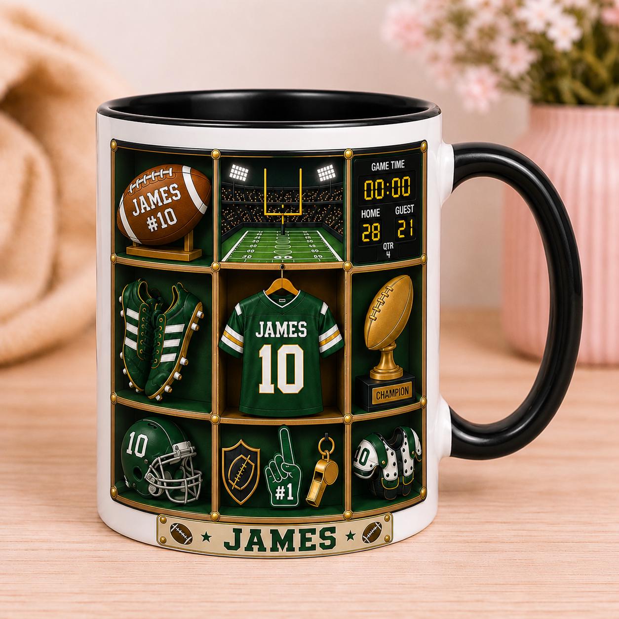 CUSTOM Football Mug with Name, Personalized Football Player Mug, Custom Sports Mug, Football Fan Gift, Team Jersey Mug, Athlete Gift for Him
