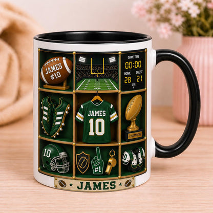 CUSTOM Football Mug with Name, Personalized Football Player Mug, Custom Sports Mug, Football Fan Gift, Team Jersey Mug, Athlete Gift for Him