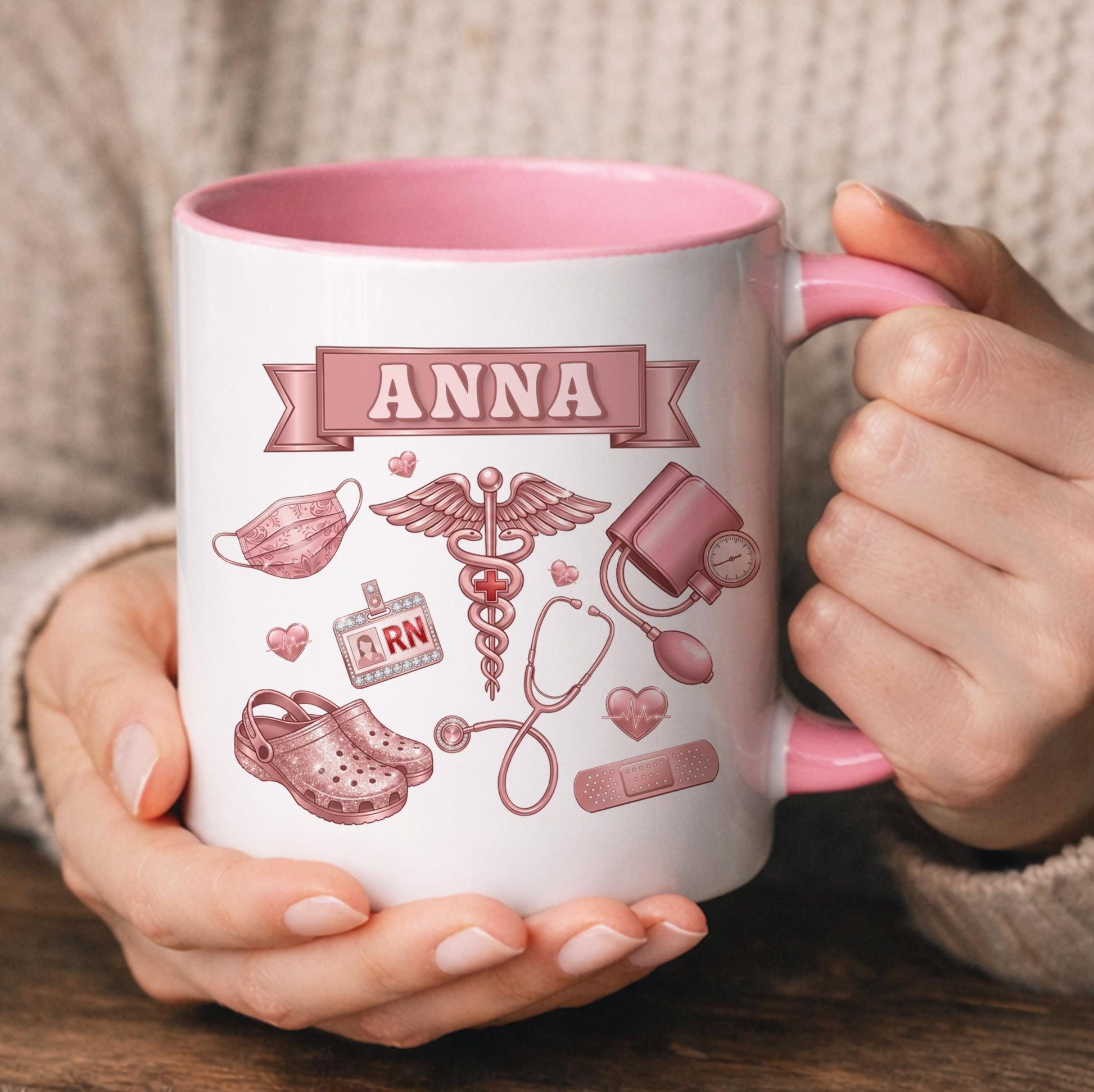 Personalized RN Life Mug, 3D Effect Medical Design, Nurse Appreciation Gift