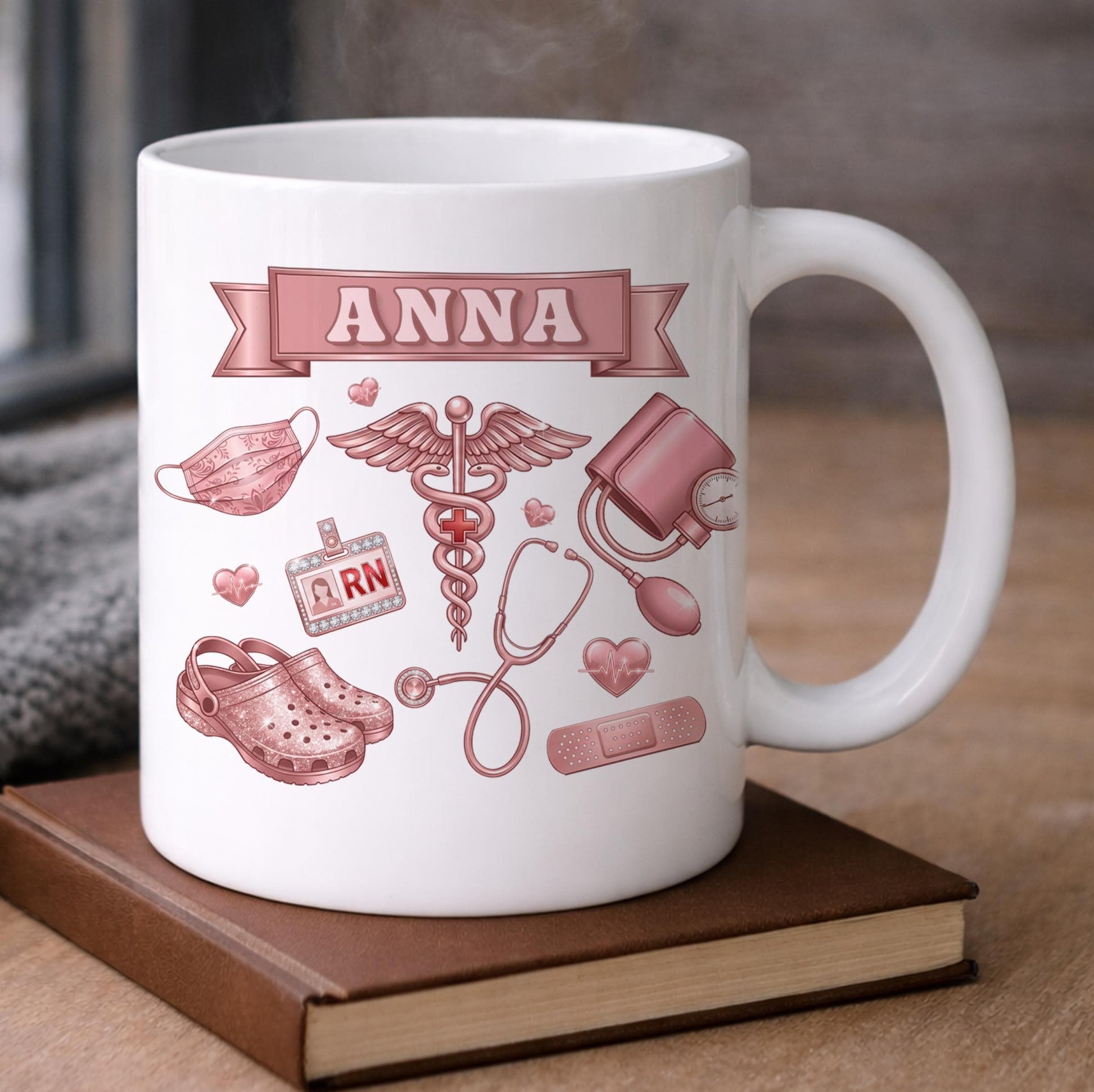 Personalized RN Life Mug, 3D Effect Medical Design, Nurse Appreciation Gift