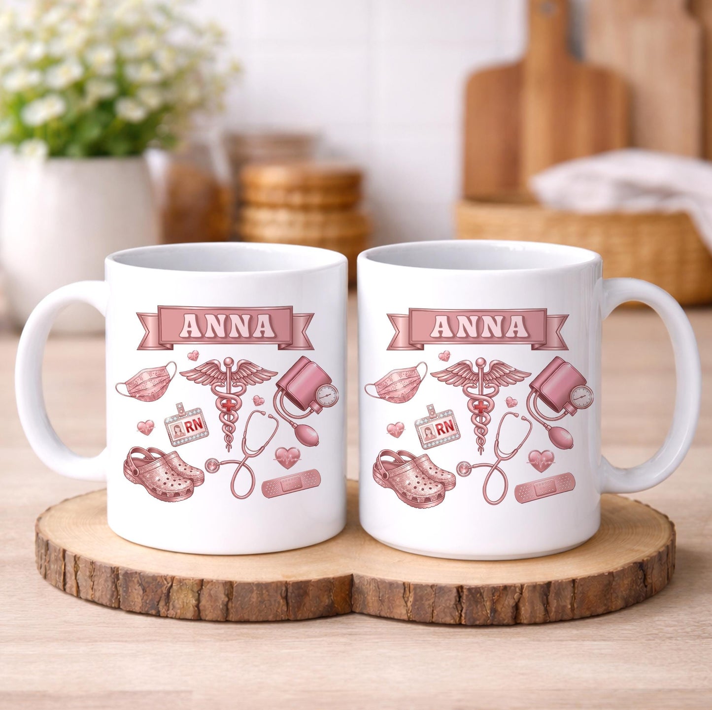 Personalized RN Life Mug, 3D Effect Medical Design, Nurse Appreciation Gift