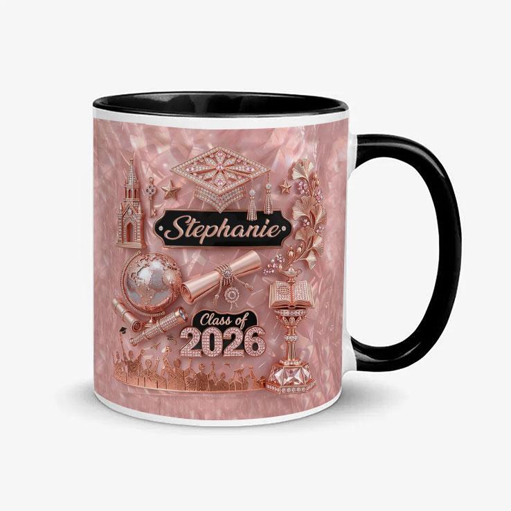 Personalized Graduation Mug Class of 2026 , 3D Effect Ceramic Coffee Cup , Custom Grad Gift