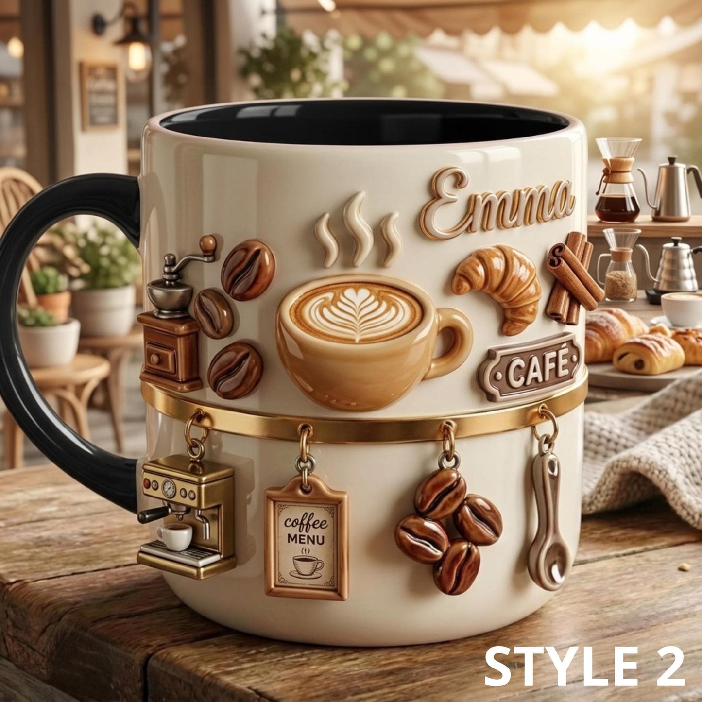 Personalized 3D Illusion Coffee Mug, Custom Name Barista Gift, Ceramic Latte Cup