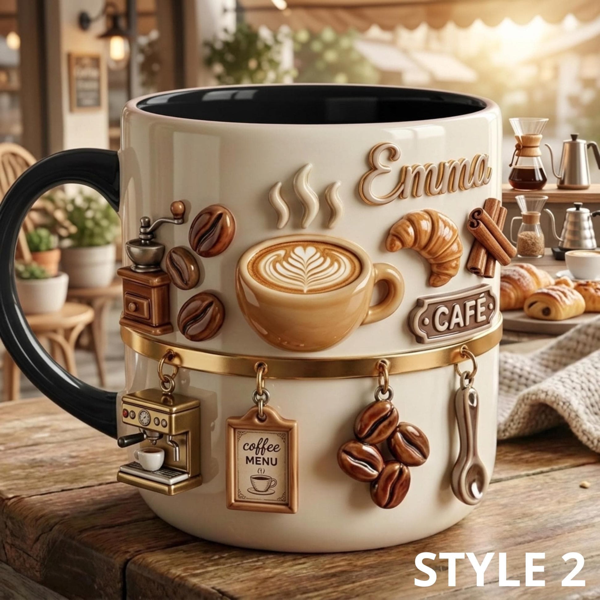 Personalized 3D Illusion Coffee Mug, Custom Name Barista Gift, Ceramic Latte Cup