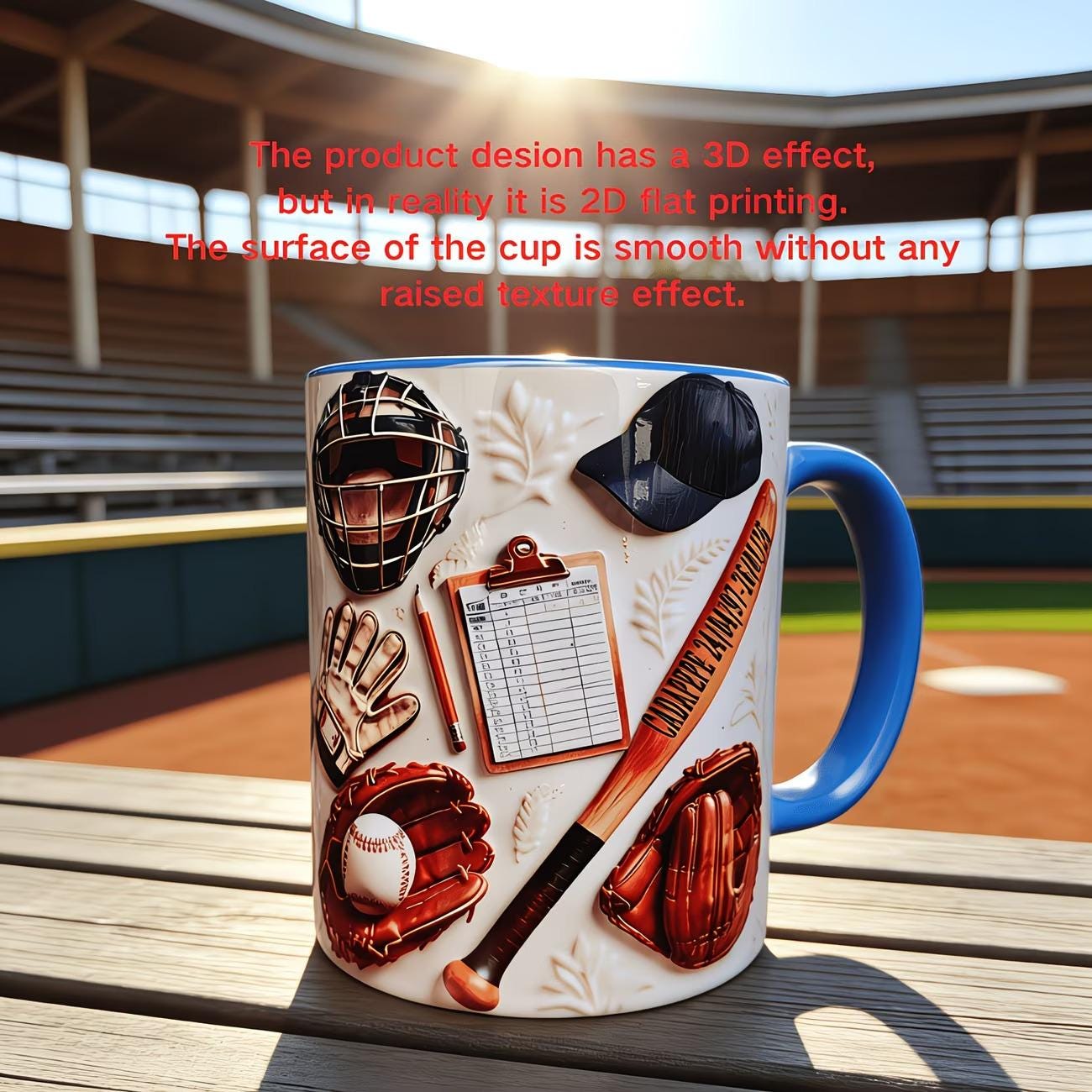 Personalized Baseball Lovers 3D Effect Mug, Gift For Sports Fan, Game Day Gift, Baseball Equipment Coffee Cup, Fathers Day, Valentine's Day
