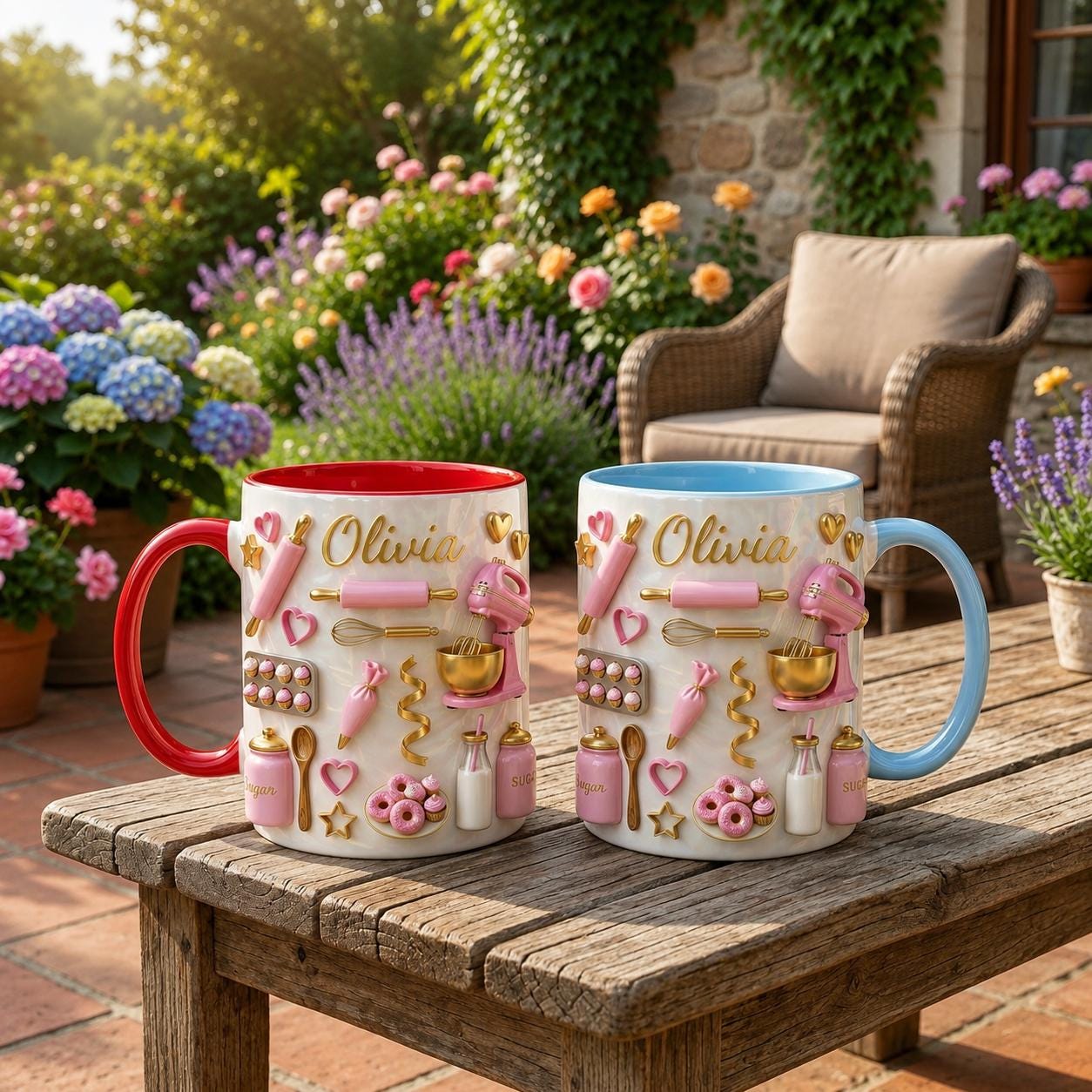 Personalized Baking Mug, Custom Baker Gift, Bakery Theme Coffee Cup, Mom Kitchen Decor