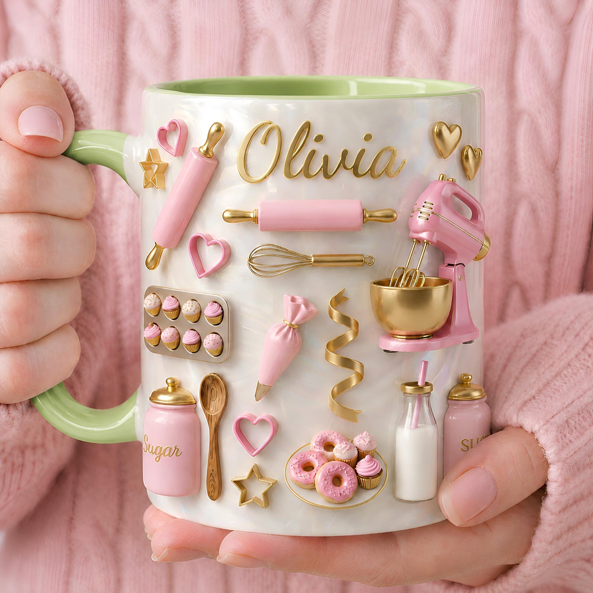 Personalized Baking Mug, Custom Baker Gift, Bakery Theme Coffee Cup, Mom Kitchen Decor