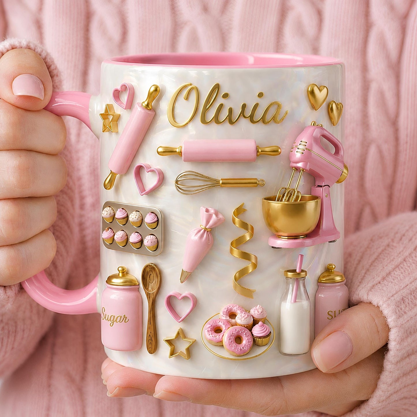 Personalized Baking Mug, Custom Baker Gift, Bakery Theme Coffee Cup, Mom Kitchen Decor