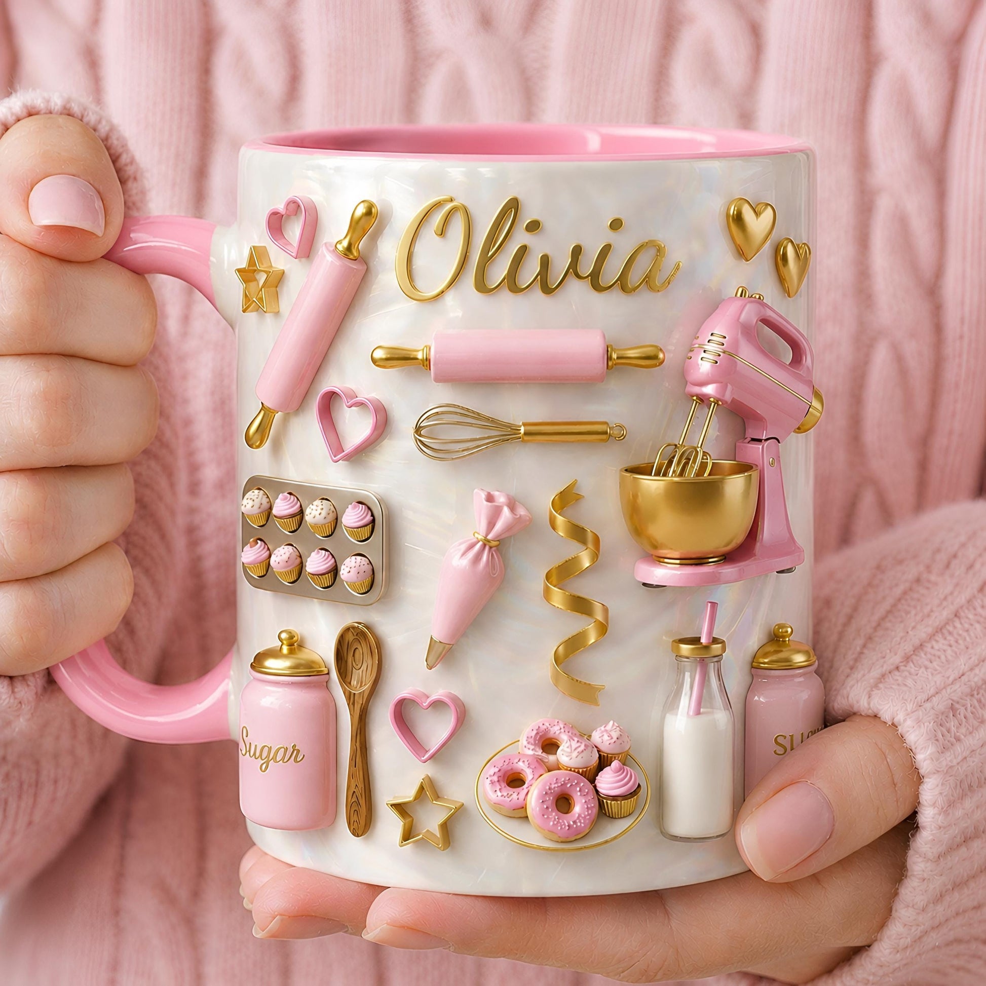 Personalized Baking Mug, Custom Baker Gift, Bakery Theme Coffee Cup, Mom Kitchen Decor