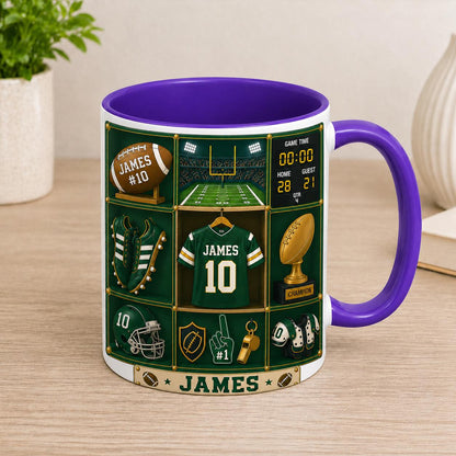 CUSTOM Football Mug with Name, Personalized Football Player Mug, Custom Sports Mug, Football Fan Gift, Team Jersey Mug, Athlete Gift for Him
