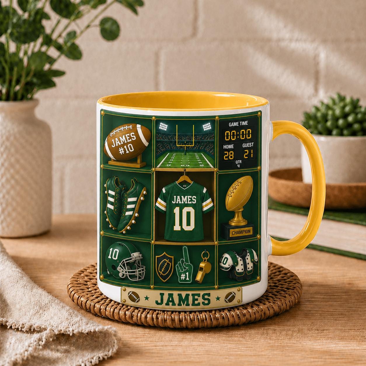 CUSTOM Football Mug with Name, Personalized Football Player Mug, Custom Sports Mug, Football Fan Gift, Team Jersey Mug, Athlete Gift for Him