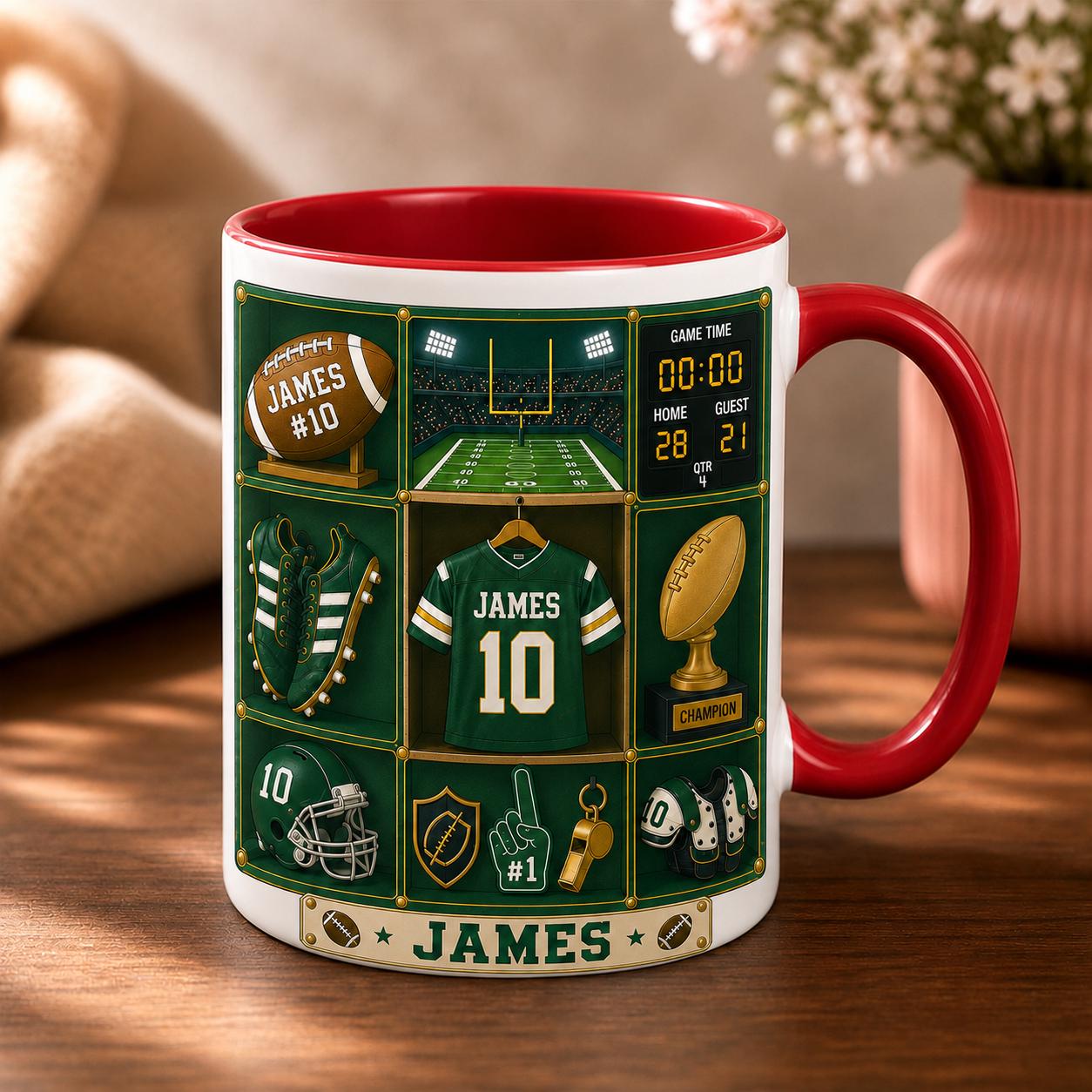 CUSTOM Football Mug with Name, Personalized Football Player Mug, Custom Sports Mug, Football Fan Gift, Team Jersey Mug, Athlete Gift for Him
