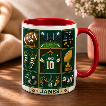 CUSTOM Football Mug with Name, Personalized Football Player Mug, Custom Sports Mug, Football Fan Gift, Team Jersey Mug, Athlete Gift for Him
