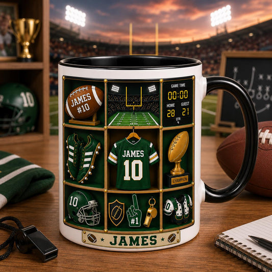 CUSTOM Football Mug with Name, Personalized Football Player Mug, Custom Sports Mug, Football Fan Gift, Team Jersey Mug, Athlete Gift for Him