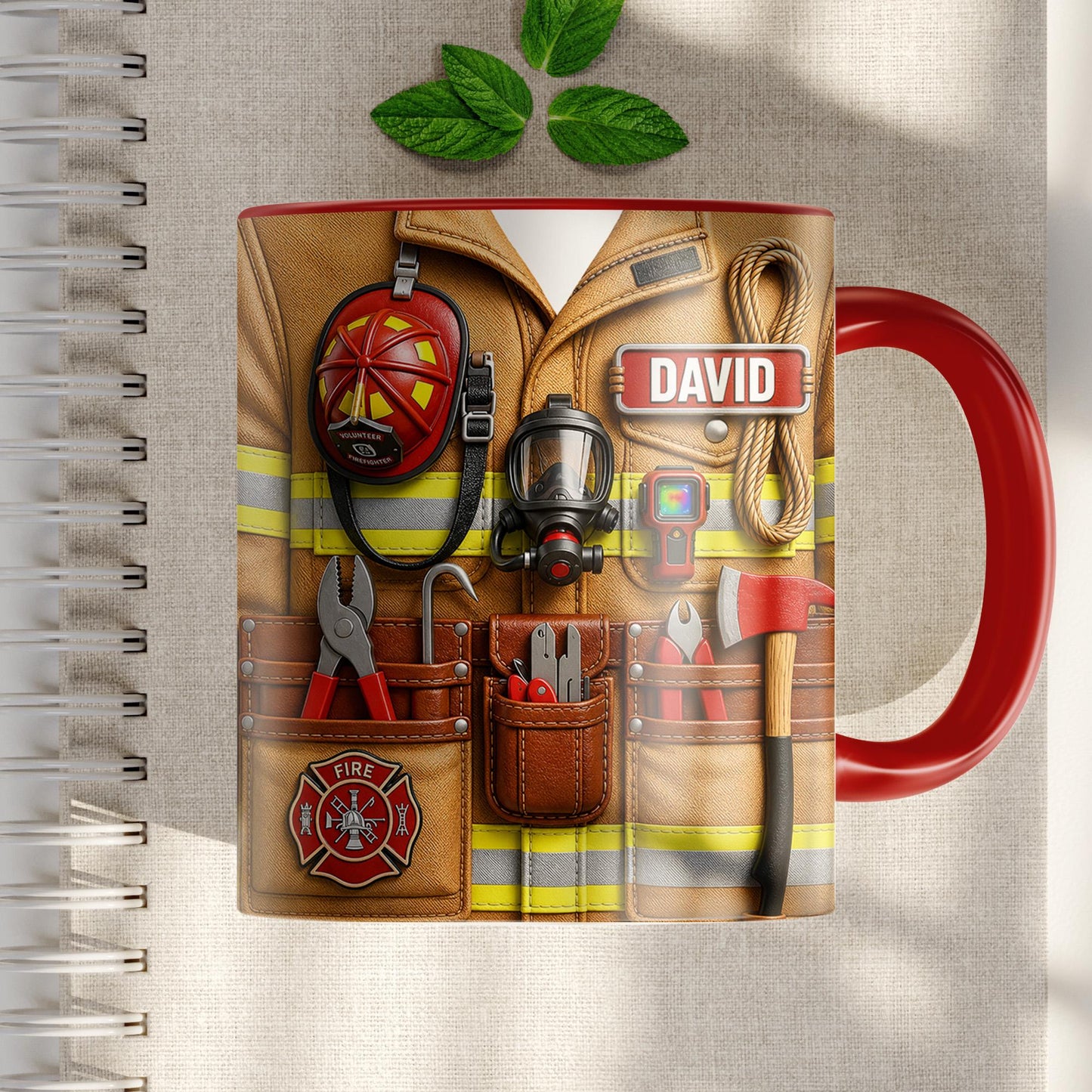 Custom Firefighter Personalized Accent Mug, Gift For Firemen, Father's Day Mug Gift For Dad, Firefighter Dad Mug, First Responder Mug