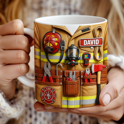 Custom Firefighter Personalized Accent Mug, Gift For Firemen, Father's Day Mug Gift For Dad, Firefighter Dad Mug, First Responder Mug