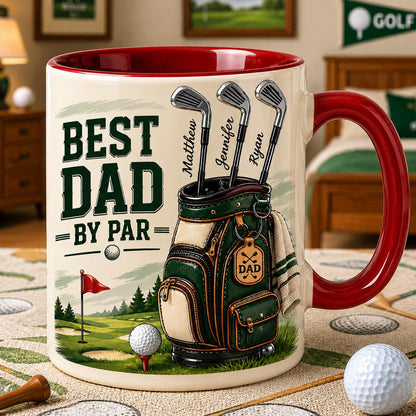 Personalized Best Dad By Par 3D Inflated Effect Mug, Gift For Dad Daddy, Golf Lovers, Golf Dad Mug, Father's Day Gift For Him