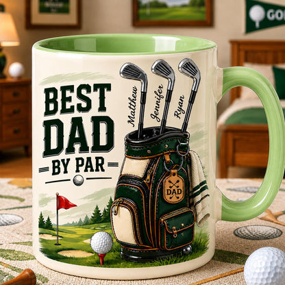 Personalized Best Dad By Par 3D Inflated Effect Mug, Gift For Dad Daddy, Golf Lovers, Golf Dad Mug, Father's Day Gift For Him