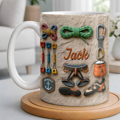 Custom Rock Climber Ceramic Coffe Mug ,Father's Day Gift For Dad From Daughter, 3D Effect Cup ,Birthday Christmas Utility Adventure Gift