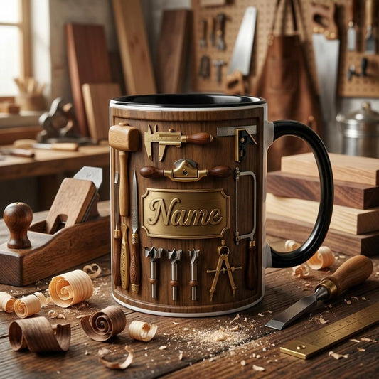 Woodworking Mug 3D, Custom Name 3D Accent Mug, Faux 3D Mug