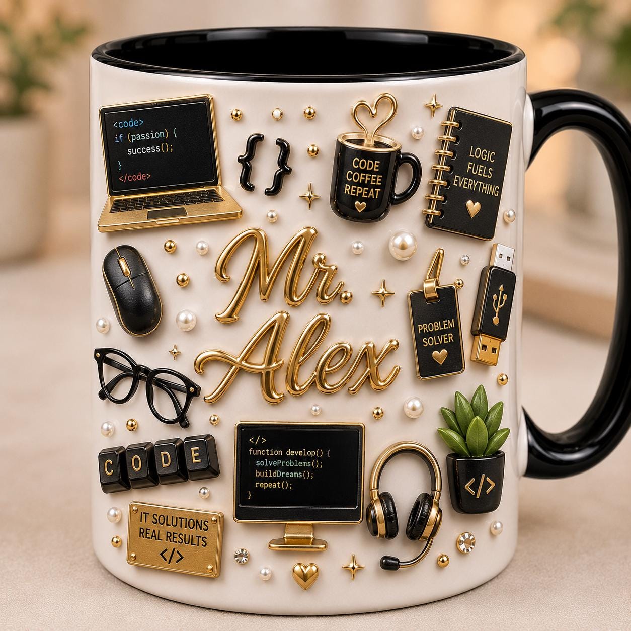 Custom Software Engineer Mug with Name, Personalized Programmer Gift, 3D Look Coder Coffee Cup, IT Professional Gift for Him