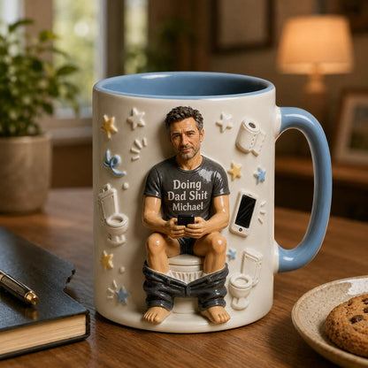 Doing Dad Shit, Personalized Photo Accent Mug, 3D Inflated Effect,  Birthday Father's Day For Him Dad Grandpa Husband, Funny Mug