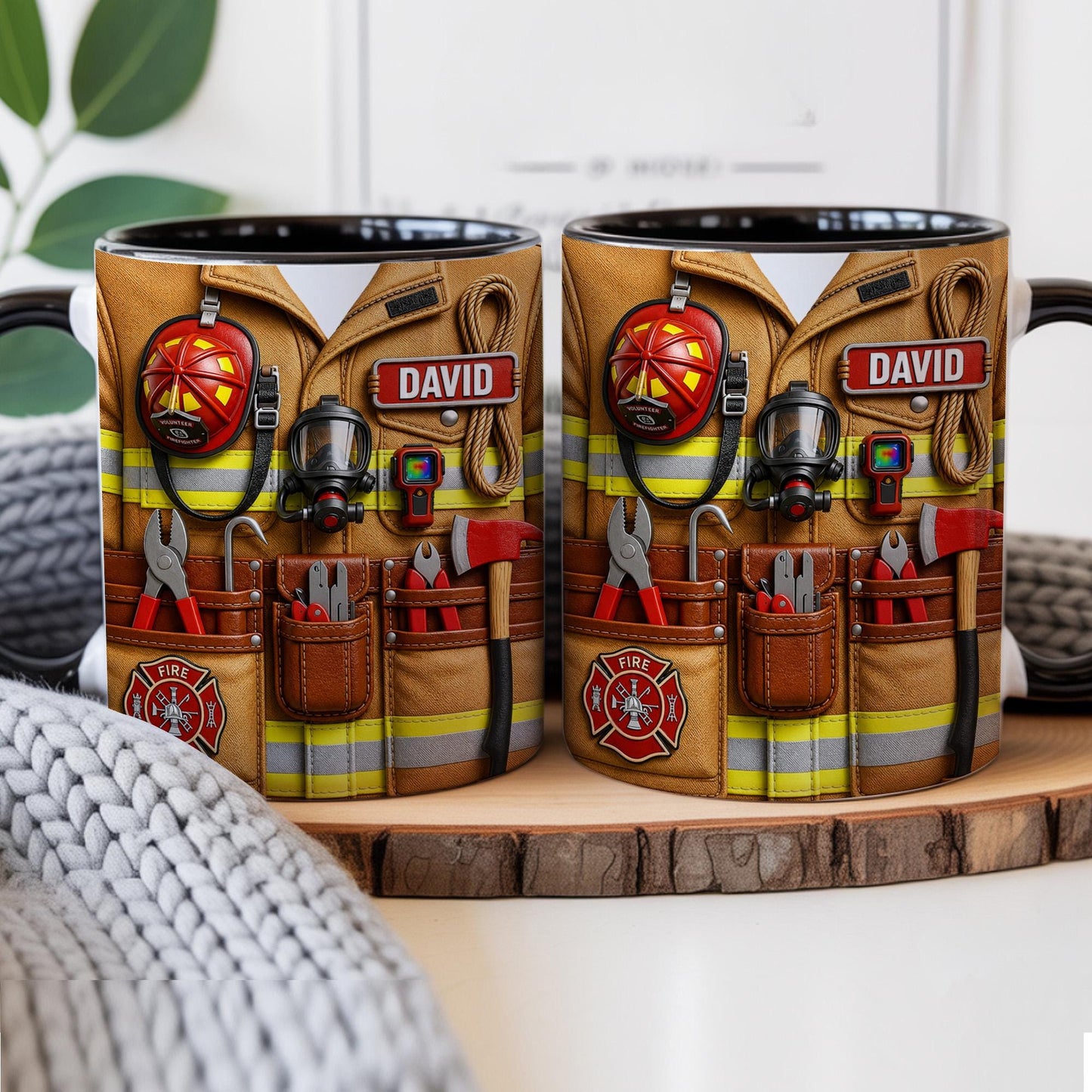 Custom Firefighter Personalized Accent Mug, Gift For Firemen, Father's Day Mug Gift For Dad, Firefighter Dad Mug, First Responder Mug