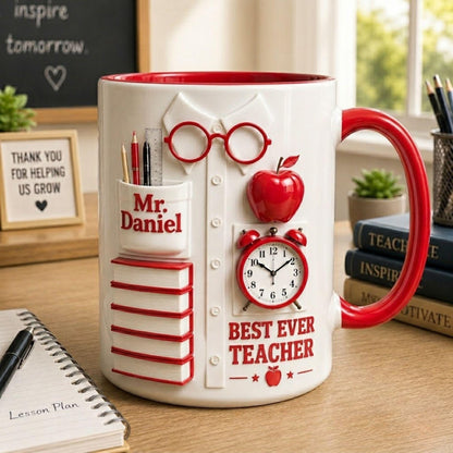 Personalized Teacher Appreciation 3D Coffee Mug, Custom Best Ever Teacher Coffee Mug, Teacher Appreciation Gift, Back To School Gift